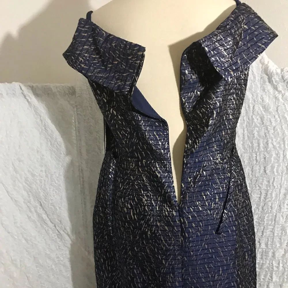 Teri Jon NWT Off The Shoulder Jaquard Cocktail Dress Size 14P - Picture 6 of 14